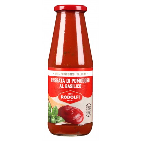 TOMATE EN PURÉ CON ALBAHACA - (PASSATA DI POMODORO AL BASILICO Rodolfi 690 gr