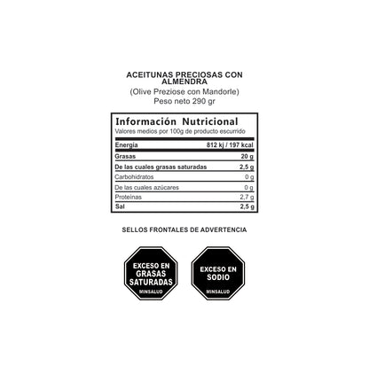 ACEITUNAS PRECIOSAS CON ALMENDRA 290 gr