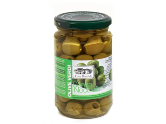 ACEITUNAS VERDES DESHUESADAS - OLIVE VERDI SENSA NOCCIOLO x 300 g - Rinaldi