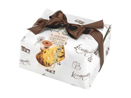 PANETTONE CON GOTAS DE CHOCOLATE CAFE Y CREMA DE TIRAMISU  750 gr _ EMPAQUE REGALO - Casa Rinaldi