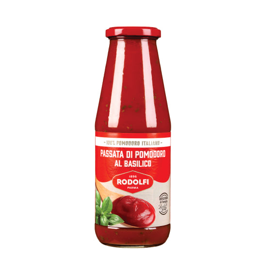 TOMATE EN PURÉ CON ALBAHACA - (PASSATA DI POMODORO AL BASILICO Rodolfi 690 gr