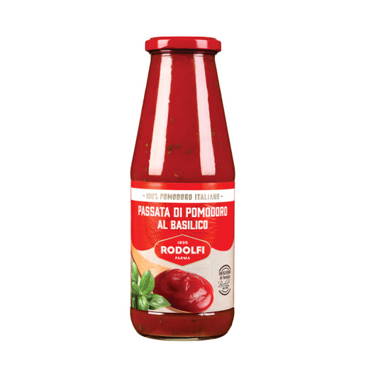 TOMATE EN PURÉ CON ALBAHACA - (PASSATA DI POMODORO AL BASILICO Rodolfi 690 gr
