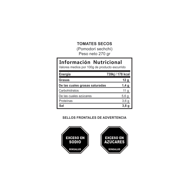 TOMATES SECOS EN ACEITE DE SEMILLAS DE GIRASOL 270gr