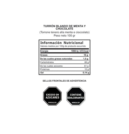 TURRÓN BLANDO DE MENTA Y CHOCOLATE 100 gr